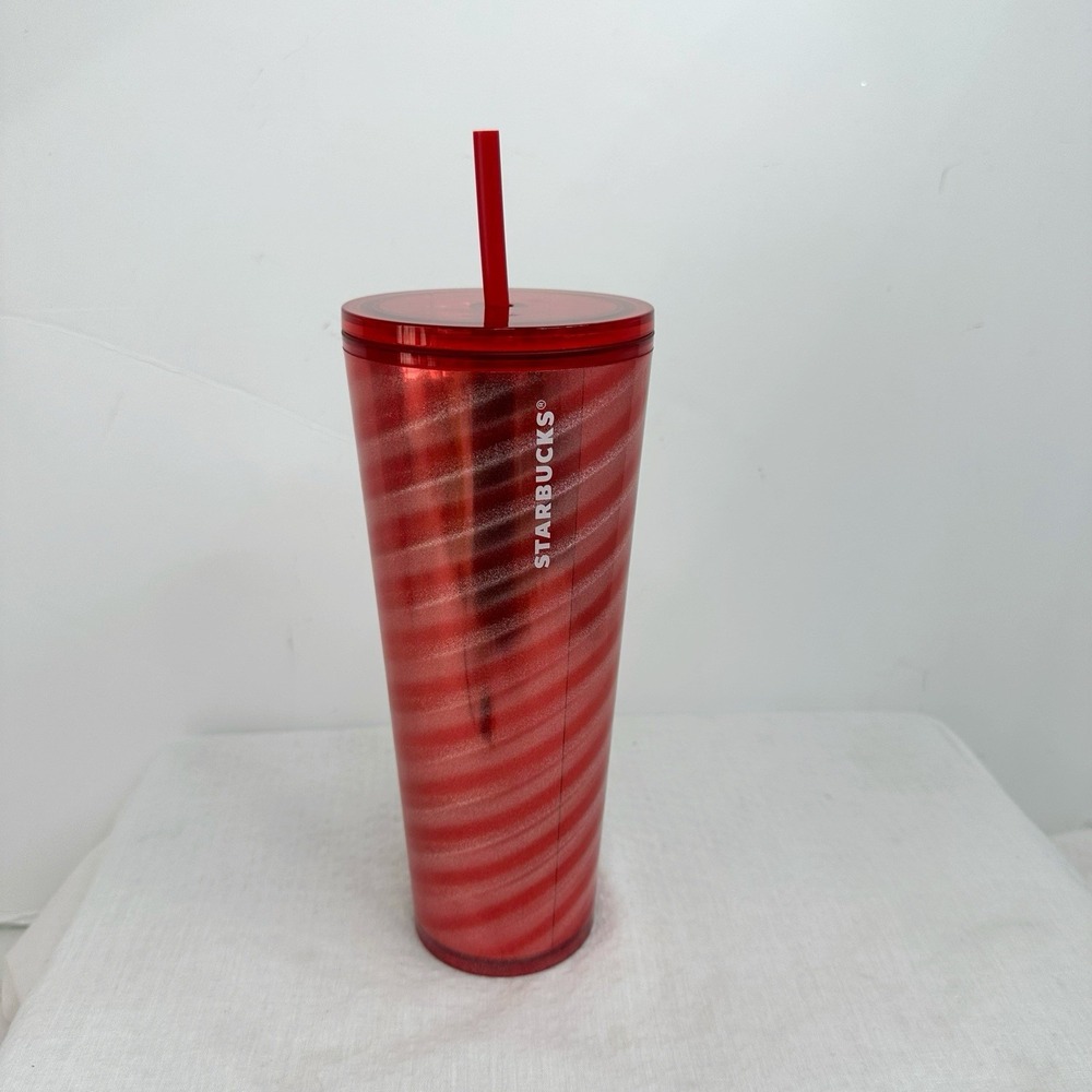 Starbucks Holiday Red Candy Cane Swirl‎ Venti 24oz Cold Cup- Christmas 2023